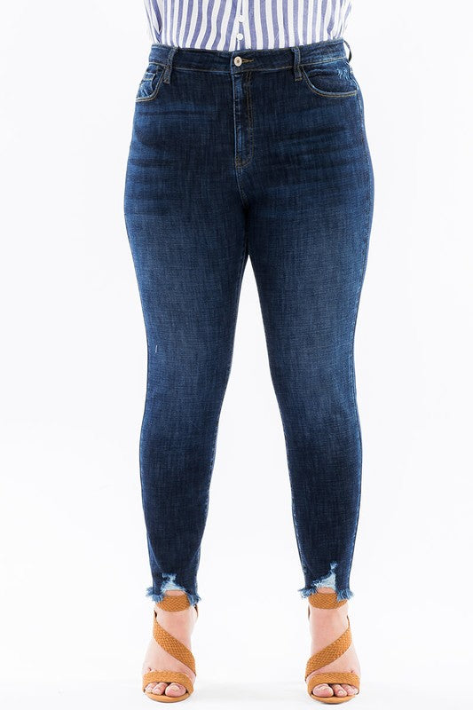 plus size frayed hem jeans