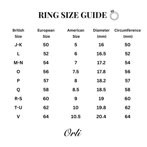 Rings Size Guide, Ring Size Chart UK