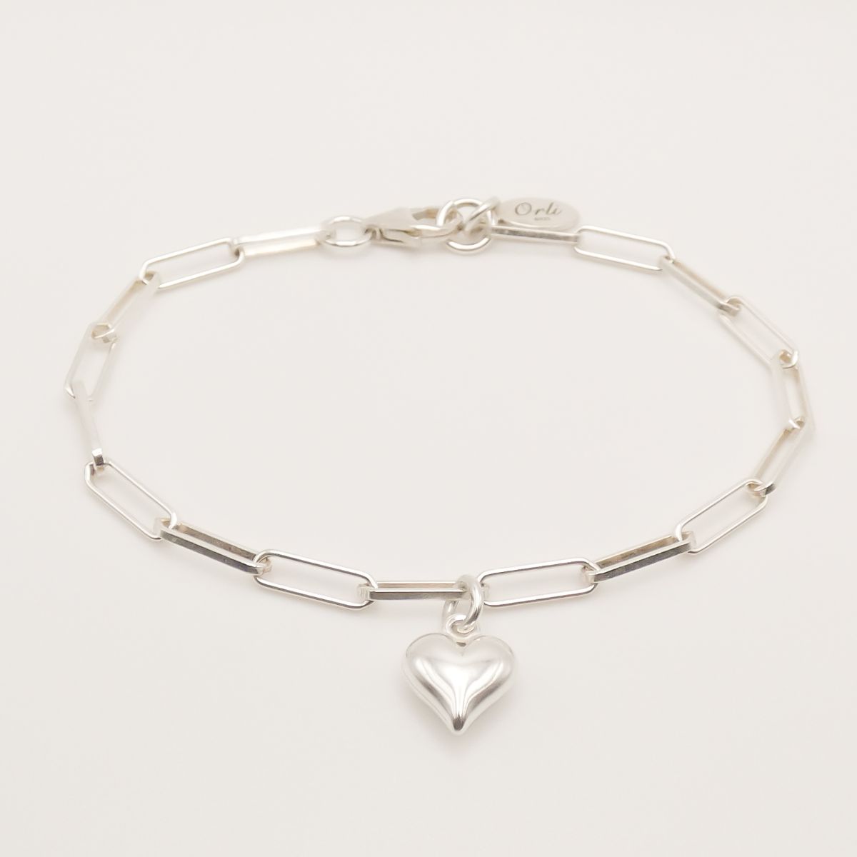 Classic Sterling Silver Center Open CZ Heart and Beads Box Chain