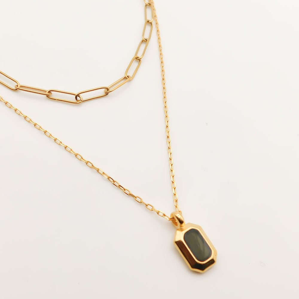 Outlet- Iconic Enamel Layering Necklace, Green – Orli Jewellery