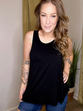 Black Round Hem Tank