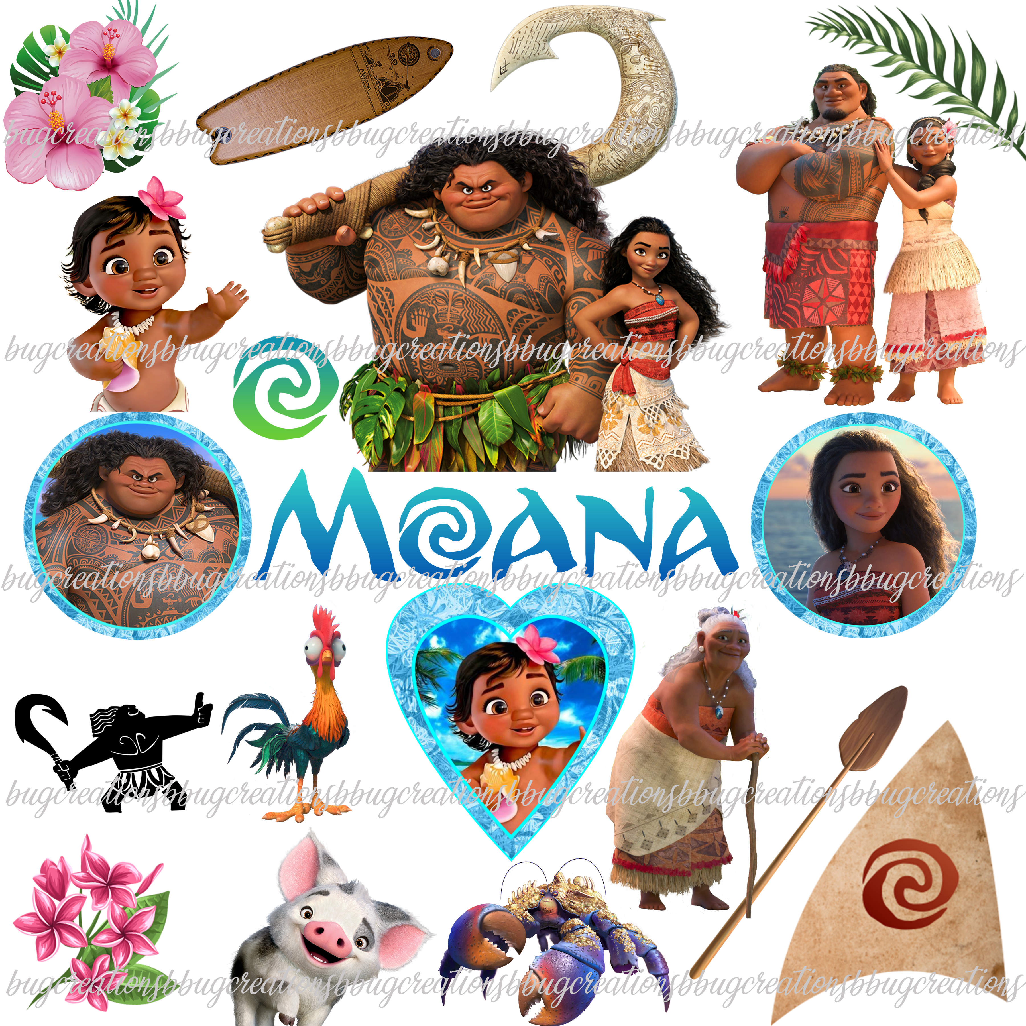 Download MOANA 54 PNG digital images cricut birthday topper party ...