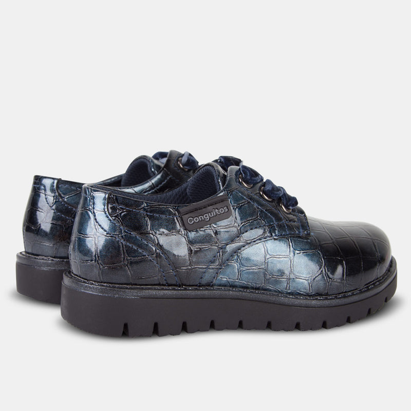 patent leather blue shoes