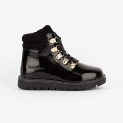 girls black patent leather boots