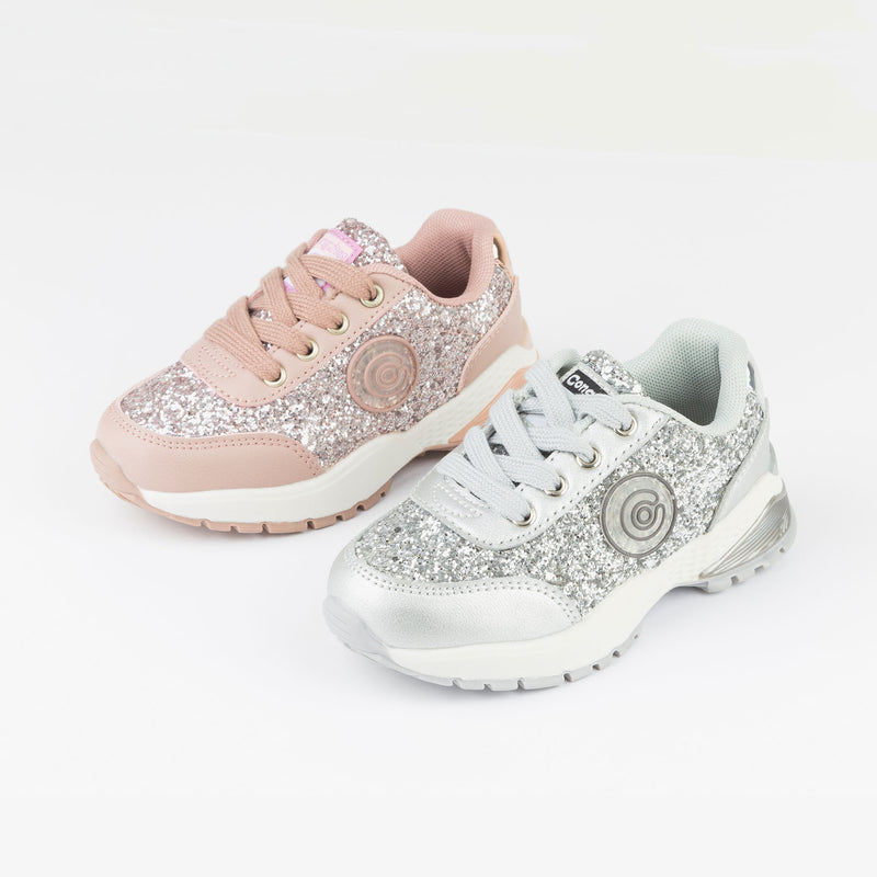 girls silver glitter sneakers