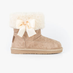 Girl's Beige Australian Boots with Bow