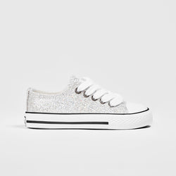 girls silver glitter sneakers