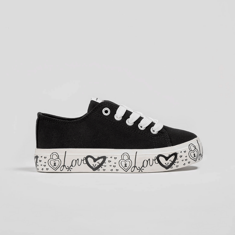 Girl's Black Canvas Sneakers