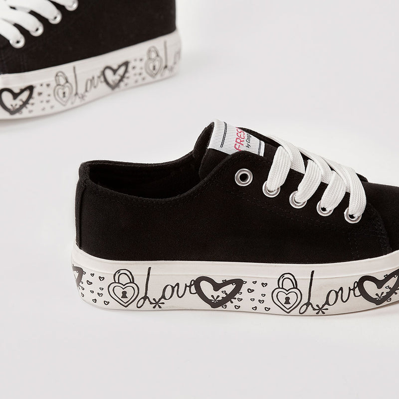 girls black canvas sneakers