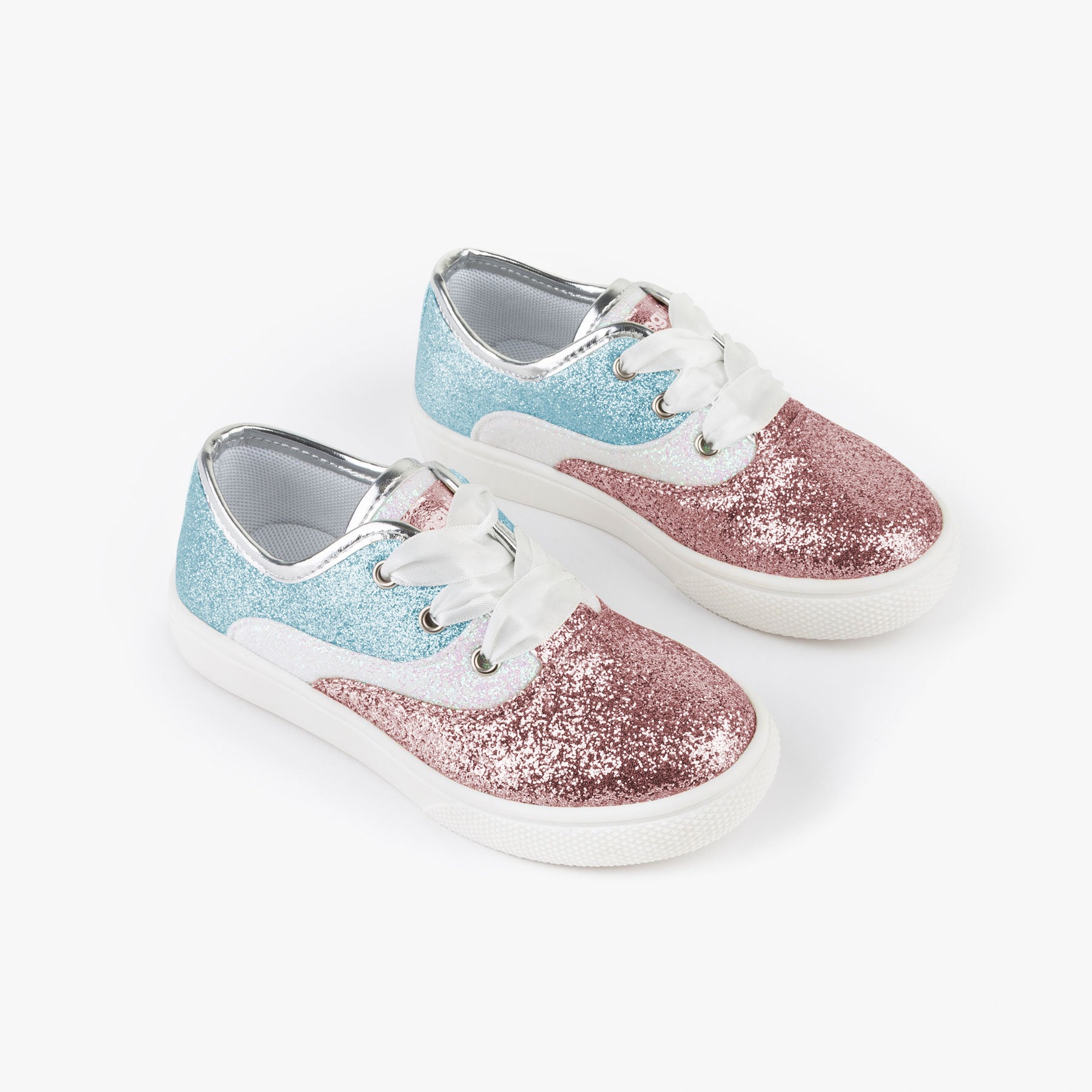 Girl's Pink Blue Glitter Sneakers
