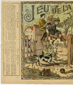 French, Unused Jeu de la Bascule, The Game of See-Saw Board Game Label