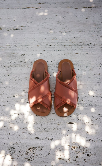 Madrague terracotta silk sandals