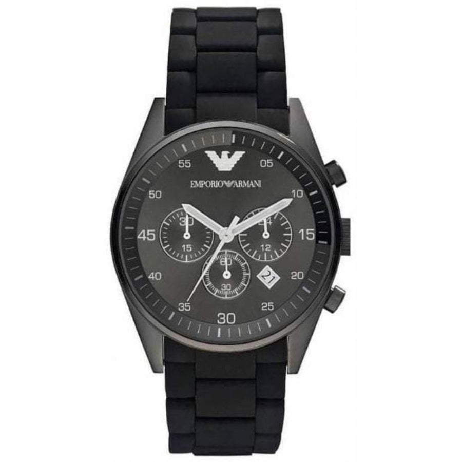 Men's Emporio Armani AR5889 Chronograph Watch With Black Rubber Strap –  Shop First