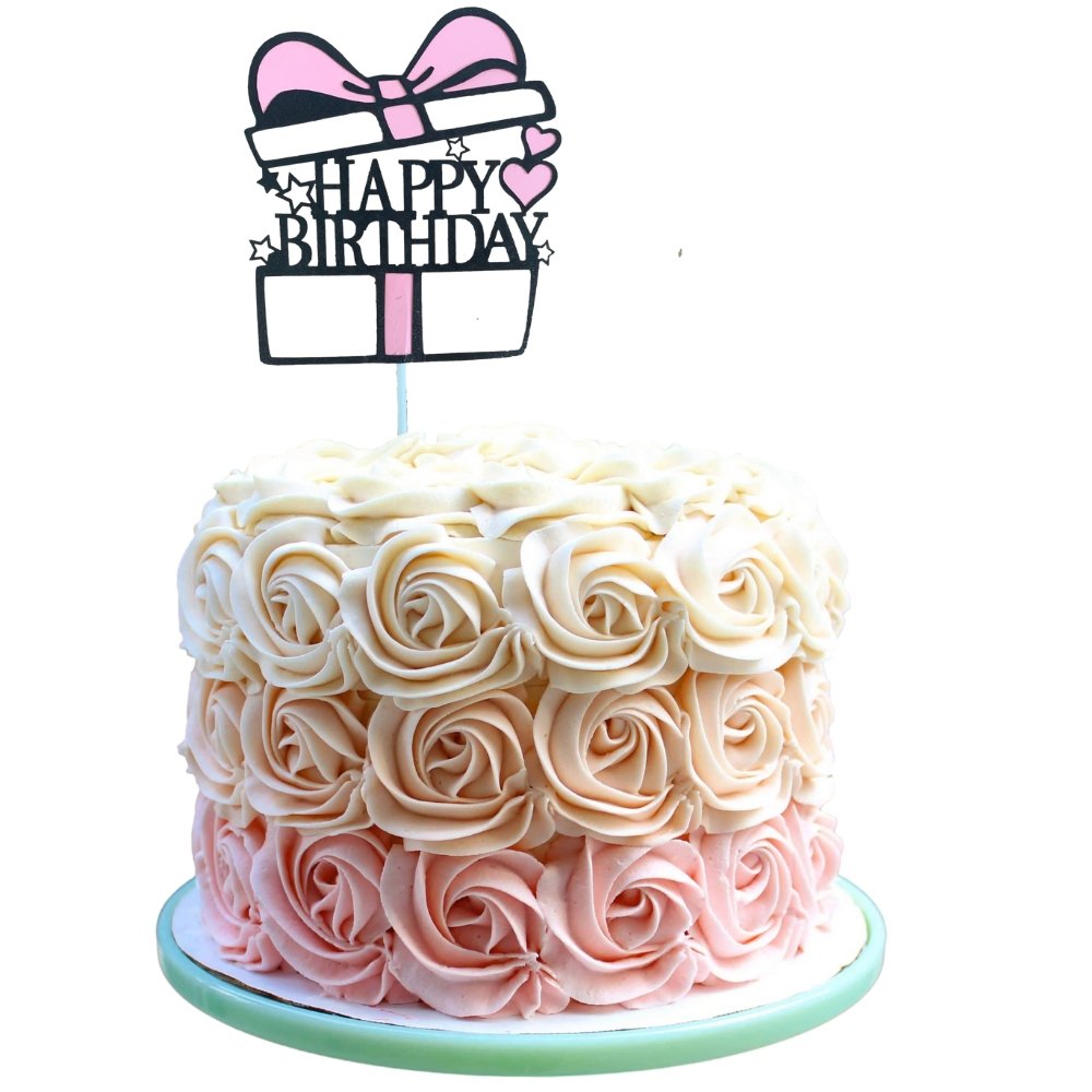 Happy Birthday Present Box Cake Topper Decoration In Blue & Pink – Shop  First