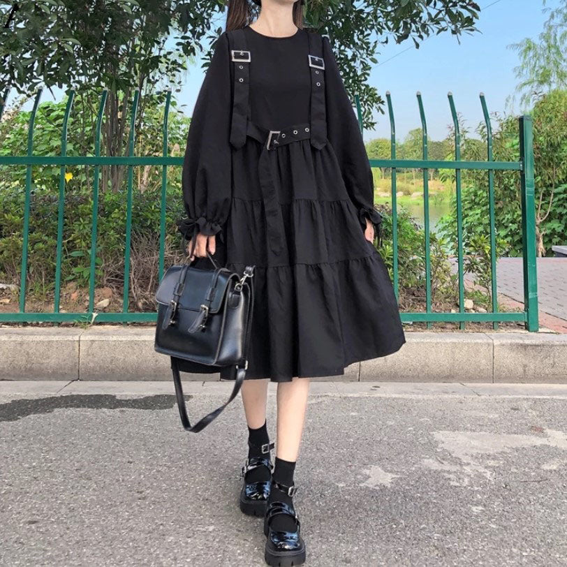 Baggy Midi Dress Gothic Punk – Harajuku