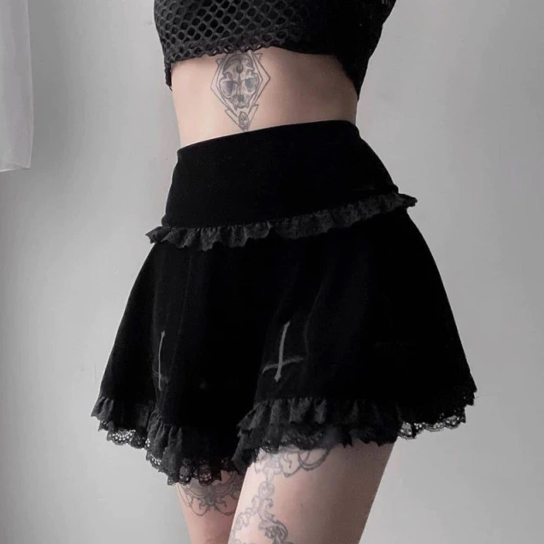 E-girl Gothic Black Mini Skirt Punk Harajuku