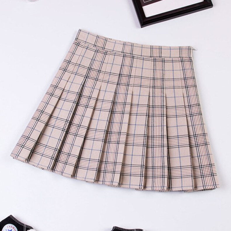 Purple Pleated Plaid Kawaii Skirt – Harajuku