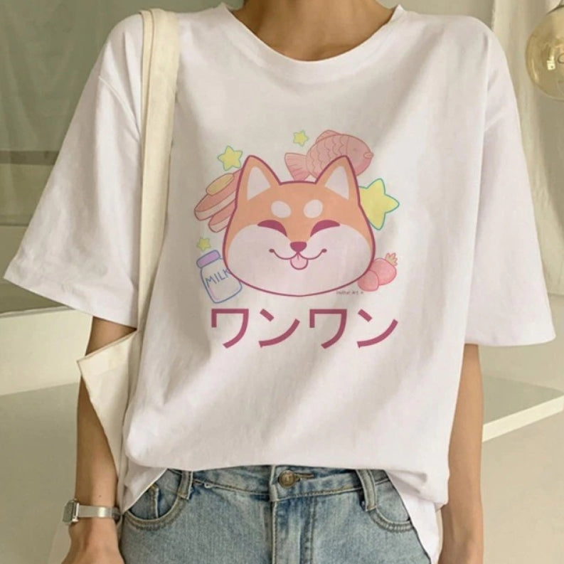 Shiba T Shirt Ullzang Korea Pastel Kawaii – Harajuku