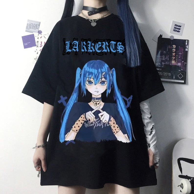 T-shirt Print Harajuku Dark Matter Punk Yami Kawaii