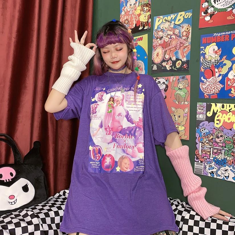 Japanese Purple Tshirt Kawaii Style – Harajuku