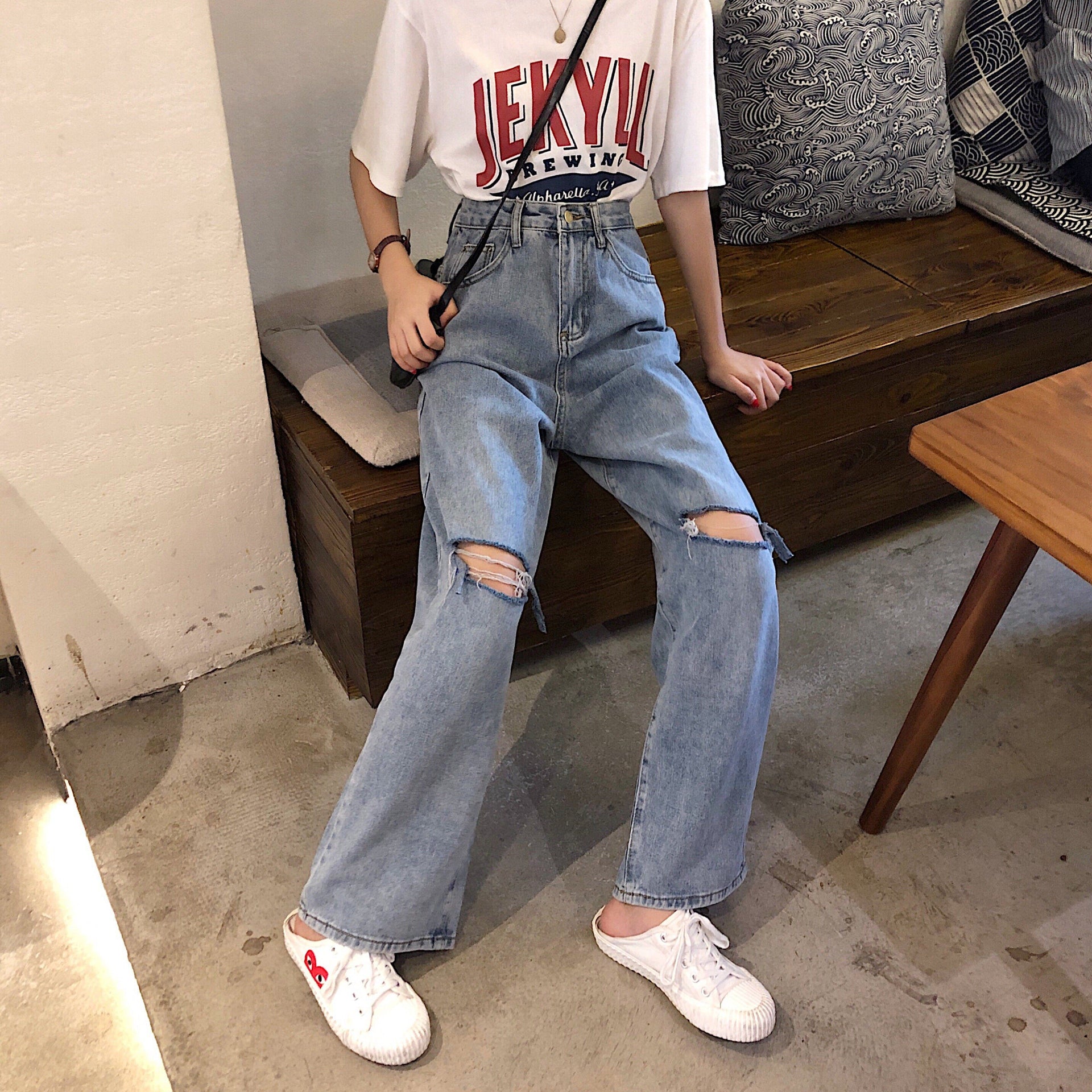 Jeans Harajuku Slits High Waist Summer