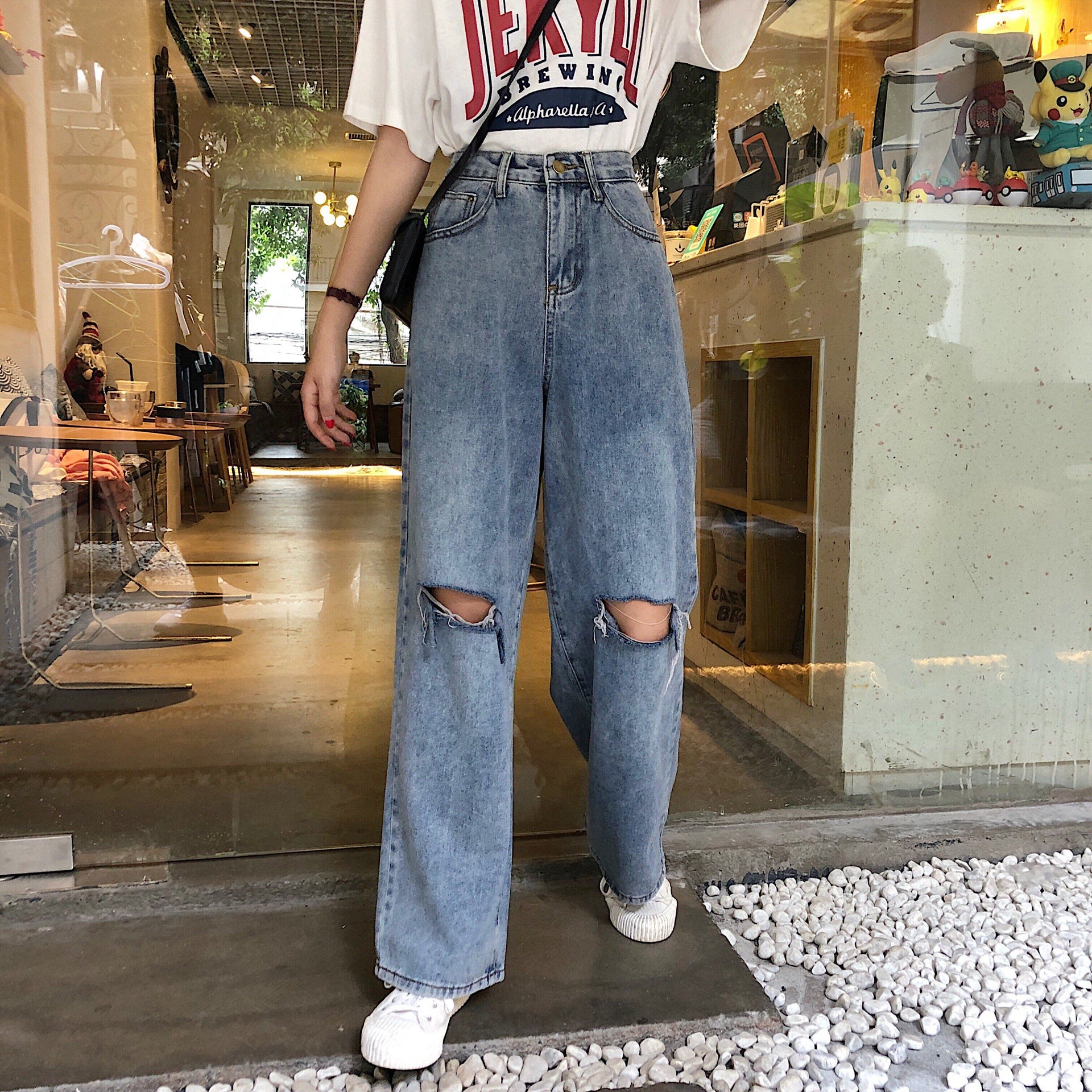 Jeans Harajuku Slits High Waist Summer