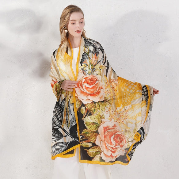 Deckchair Blooms Silk Chiffon Wrap  Scarflings® Sheer Sophistication   