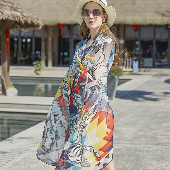 Flashy Floral Silk Chiffon Wrap – Scarflings® Sheer Sophistication