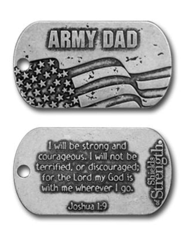 Army Dad Dog Tag Necklace - Joshua 1:9