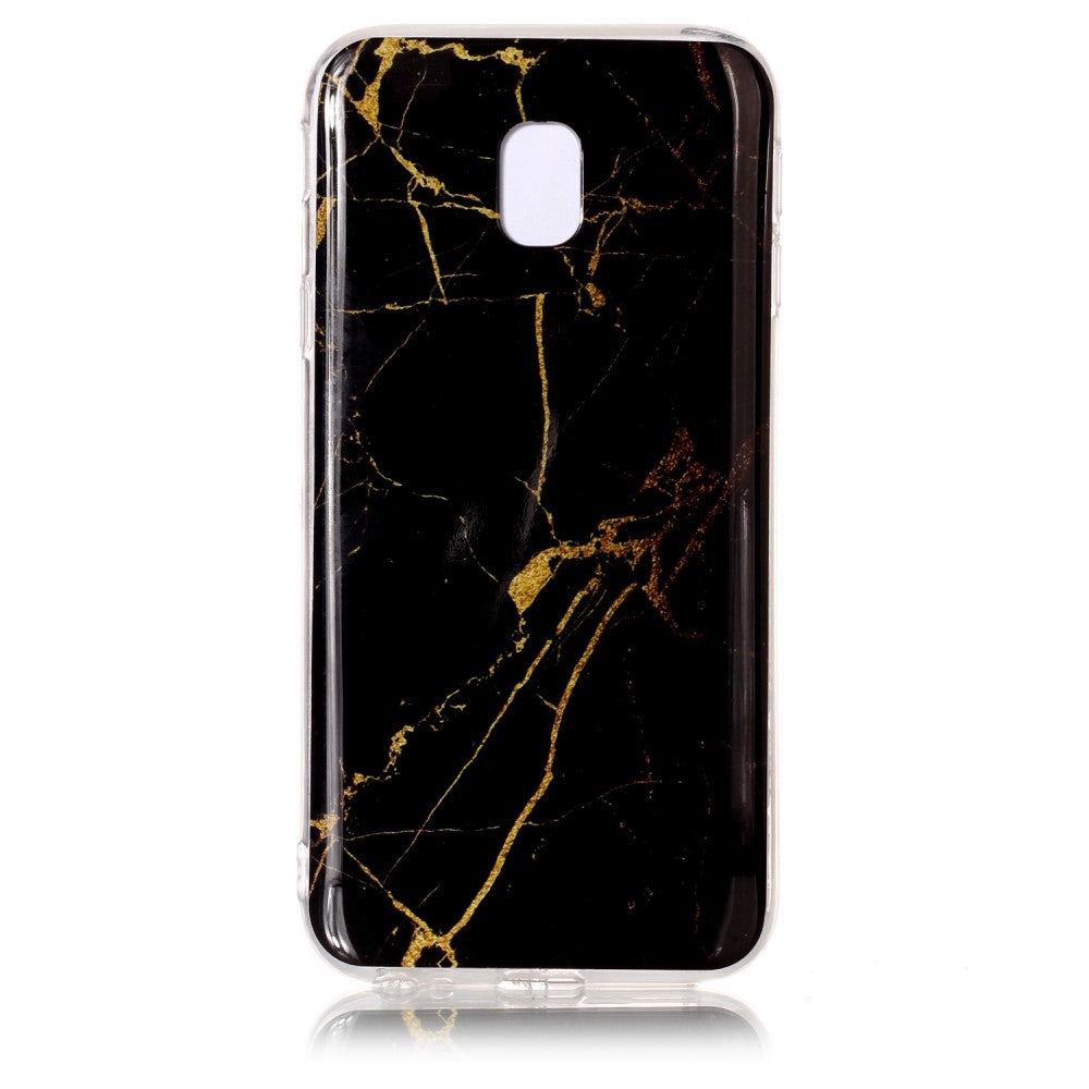 Samsung Galaxy J3 TPU Cover Sort / Guld Marmor | MOBILCOVERS.DK