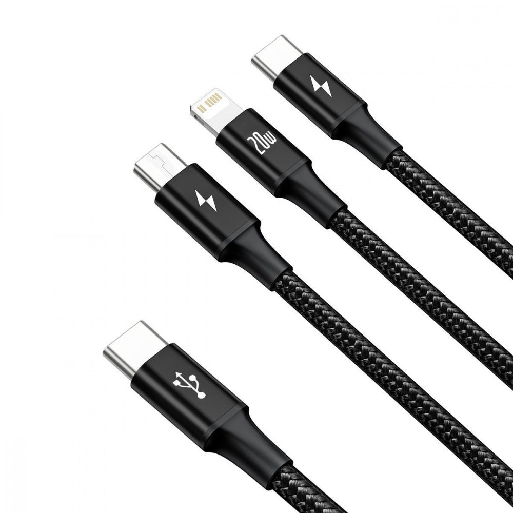 Baseus Series Kabel USB-C til Lightning USB-C / Micro USB - 1,5m - Sort | MOBILCOVERS.DK