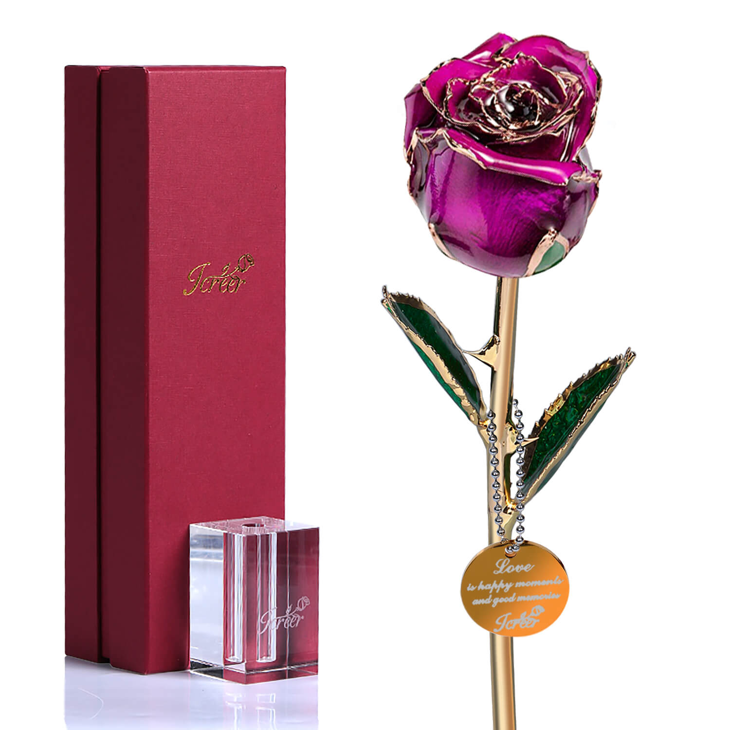 Best Gift for Her Purple 24K Gold Rose with Crystal