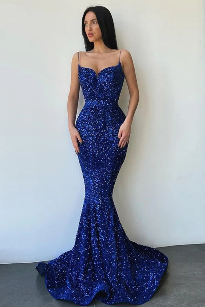 Blue Simple Sequin Mermaid Evening Dresses Robe – TANYA BRIDAL