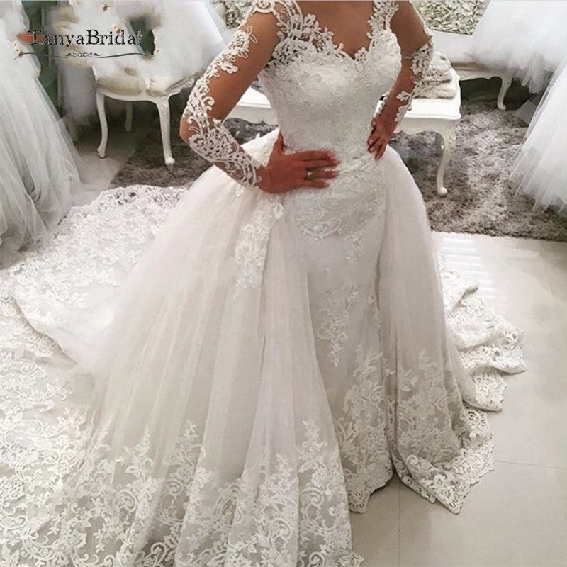 bridal dress with detachable skirt