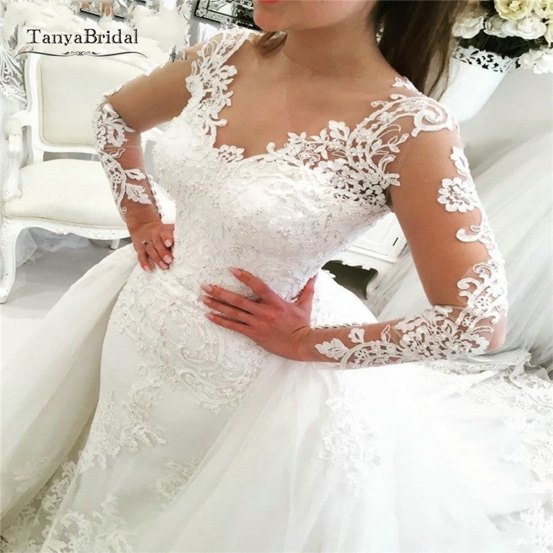 plus size wedding dress with detachable skirt