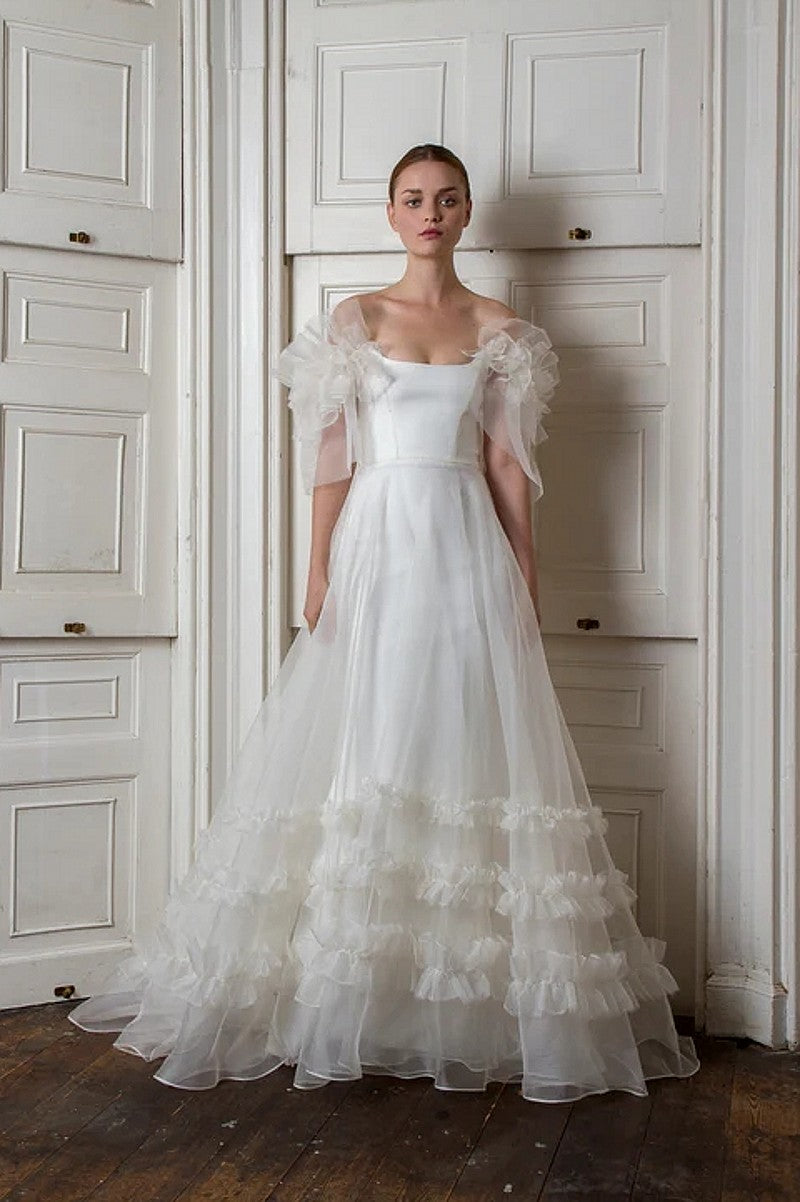A Line Fariy Organza Ruffles Bohemian Wedding Dress – TANYA BRIDAL