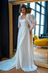 Long Puff Sleeves A Line Wedding Dresses Chic ZW732