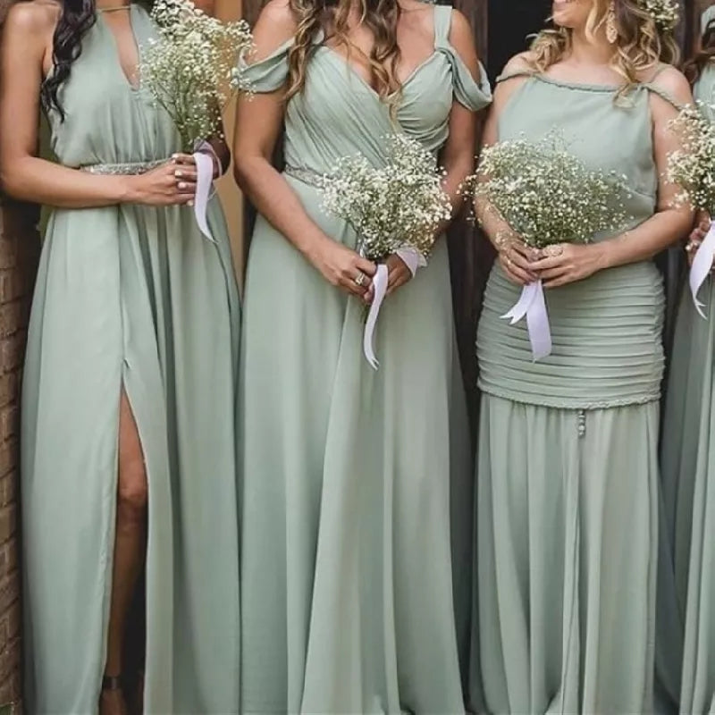 Sage Green Bridesmaid Dresses Chiffon Long Style – TANYA BRIDAL