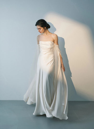 Simple Wedding Dresses With Removeable Long Sleeves – TANYA BRIDAL