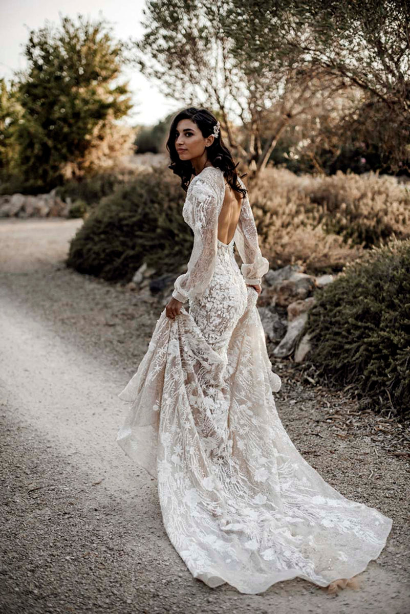 Luxury Bohemian Long Lace Wedding Dresses LTDZ432 – TANYA BRIDAL