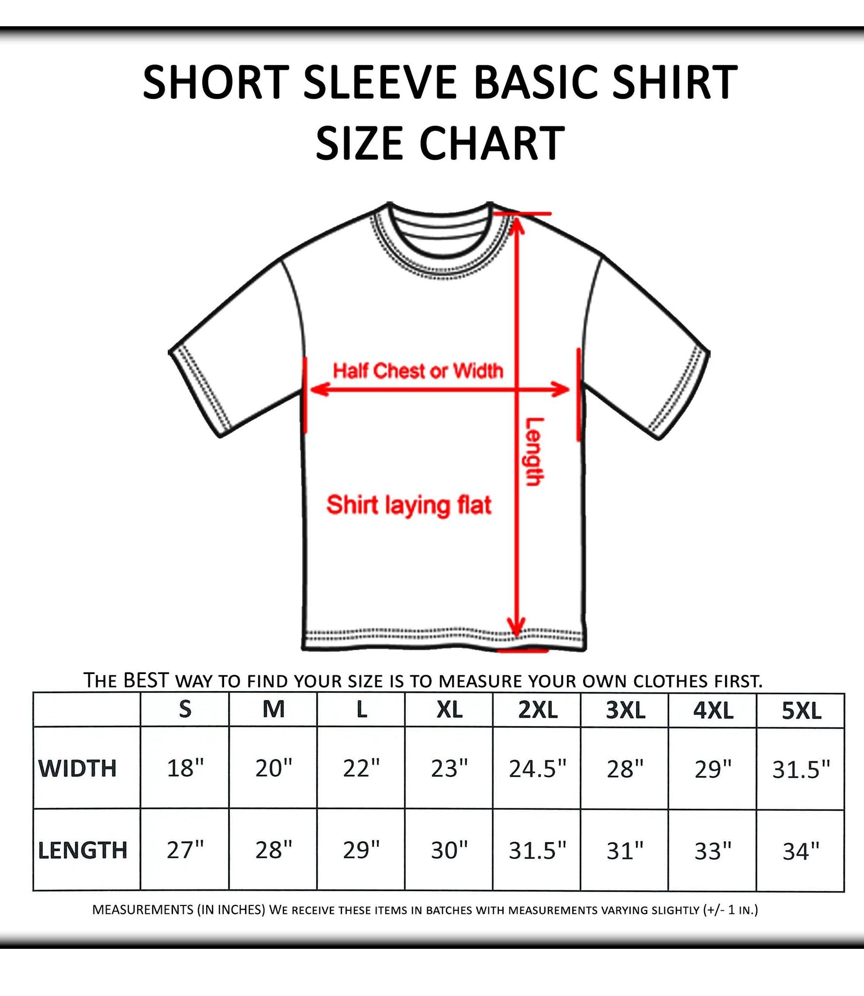 Route 66 Clothing Size Chart