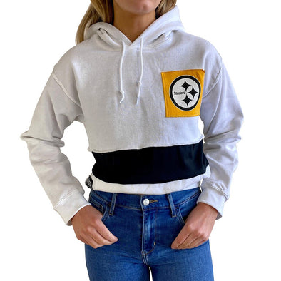 Cincinnati Bengals Women's Hooded Crop Sweatshirt - White/Black