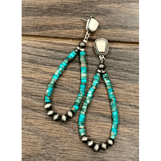 Chaco Canyon Stamped Drop Earrings Sonoran Gold Turquoise  Chaco Canyon  Trading