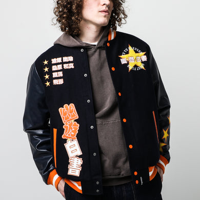 Anime Portrait Pattern Color Block Lightweight Jacket, Men's Casual Stretch  Baseball Collar Varsity Jacket For New Generation School - Temu
