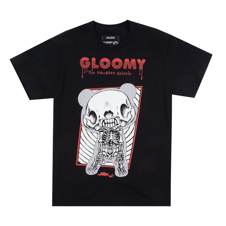 Gloomy Bear Skeleton Black Tee - Gloomy the Naughty Grizzly | Atsuko