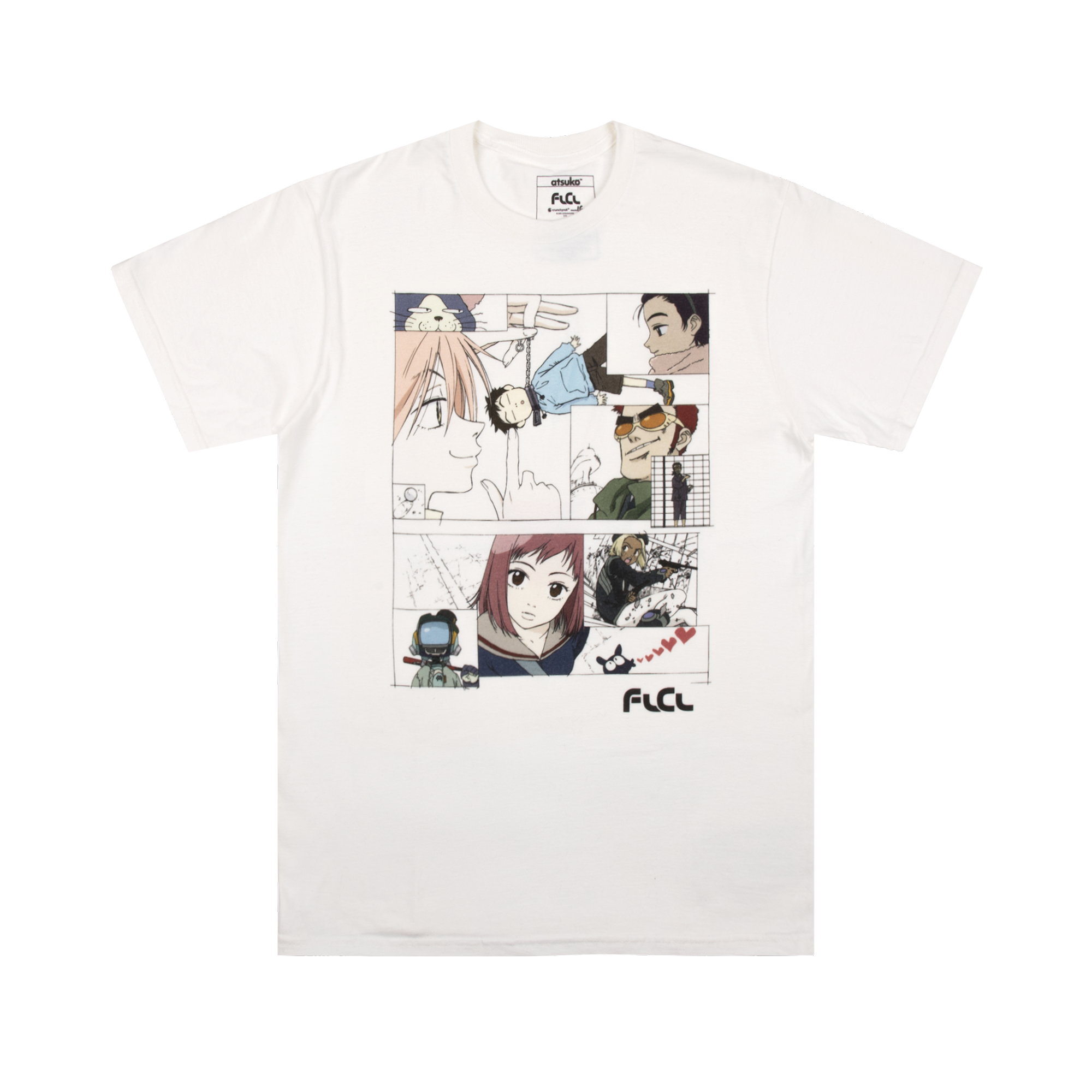 Fooly Cooly Manga Panels White Tee - Anime Style Streetwear