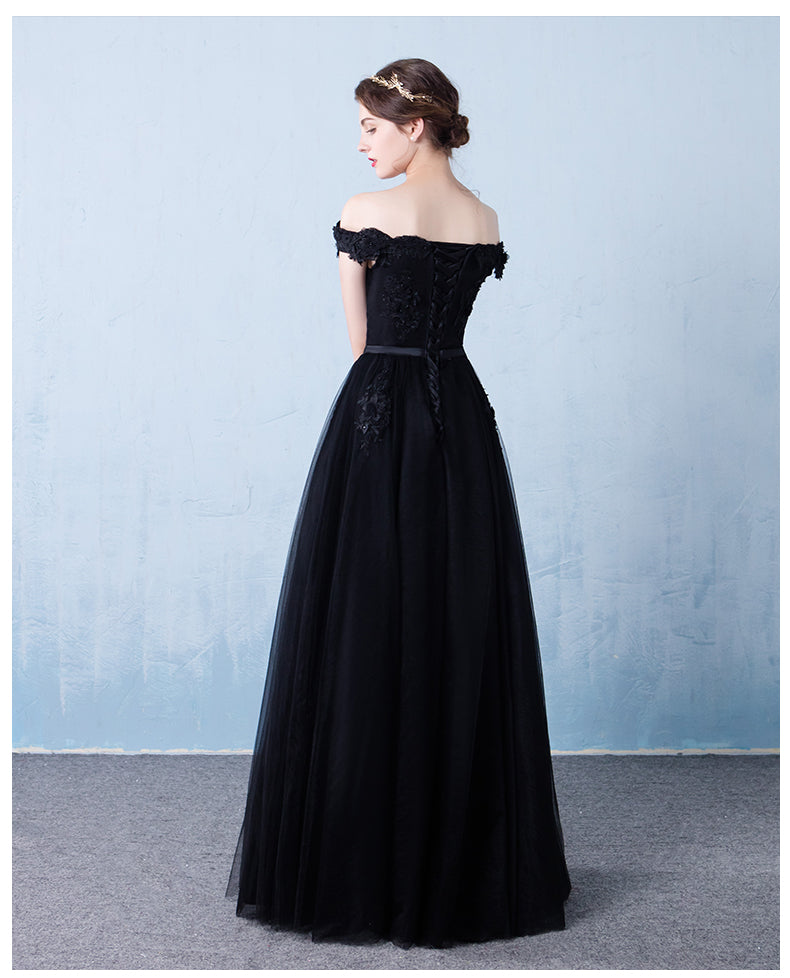 Black Off the Shoulder Tulle A-line Prom Dress, New Formal Gown ...