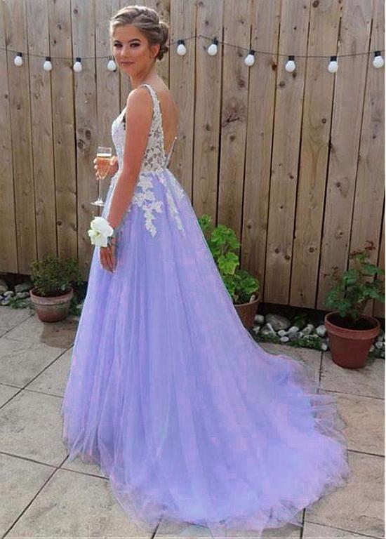 Light Purple Tulle Long Formal Gown, New Fashionable Prom Dress 2020 ...