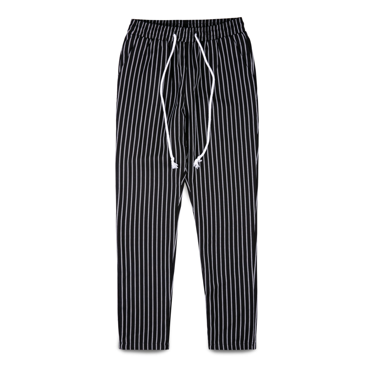 black white striped pants