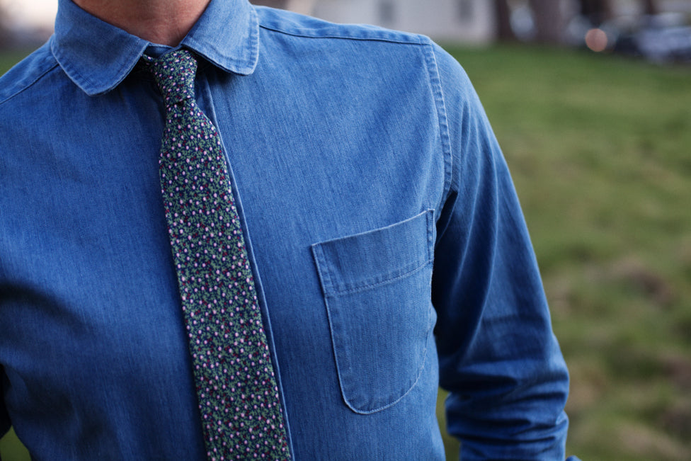 Edition 146: Washed Italian Denim Club Collar and Floral Ties ...